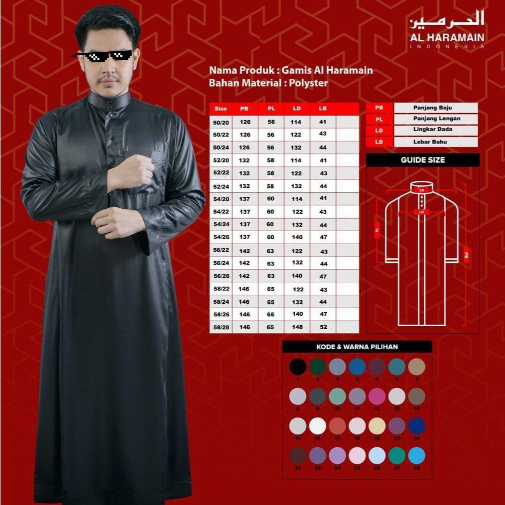 JUBAH HARAMAIN DEWASA VIET HITAM