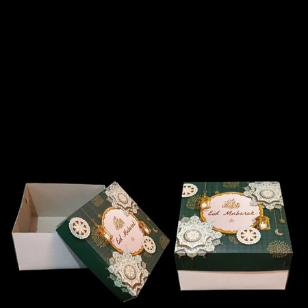 

( 5 pcs ) box duplex kemasan kue chiffon bolu surabaya lapis legit motif lentera hijau tua cake box hampers idul fitri 22x22x12 cm