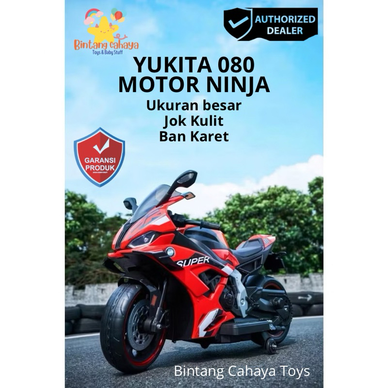 Motor listrik Anak motor aki Model Ninja Yukita 080 ces cas an ukuran besar ban karet