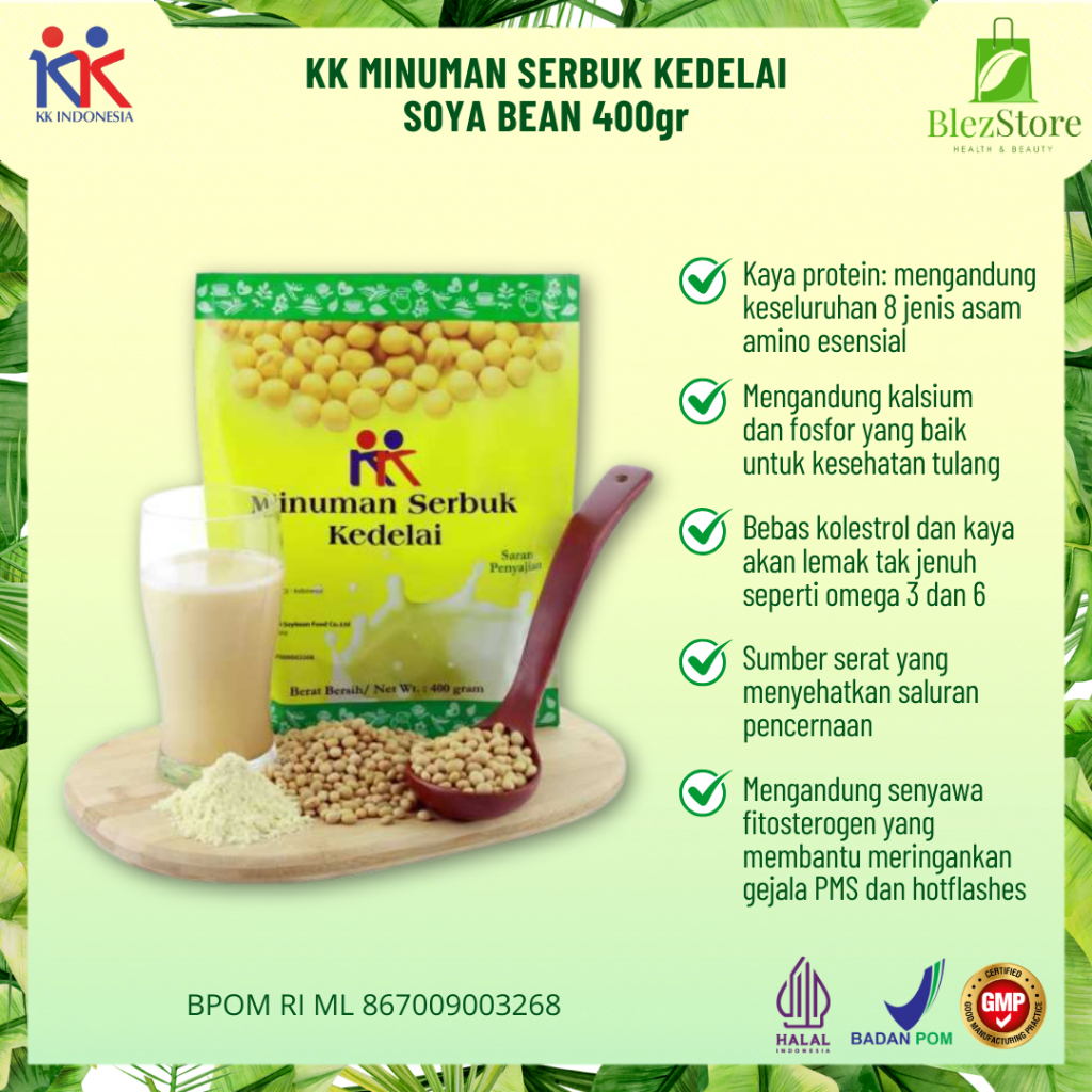 

1 Pack Minuman Serbuk Susu Kacang Kedelai Soya Bean KK Indonesia (Net 400 gr)