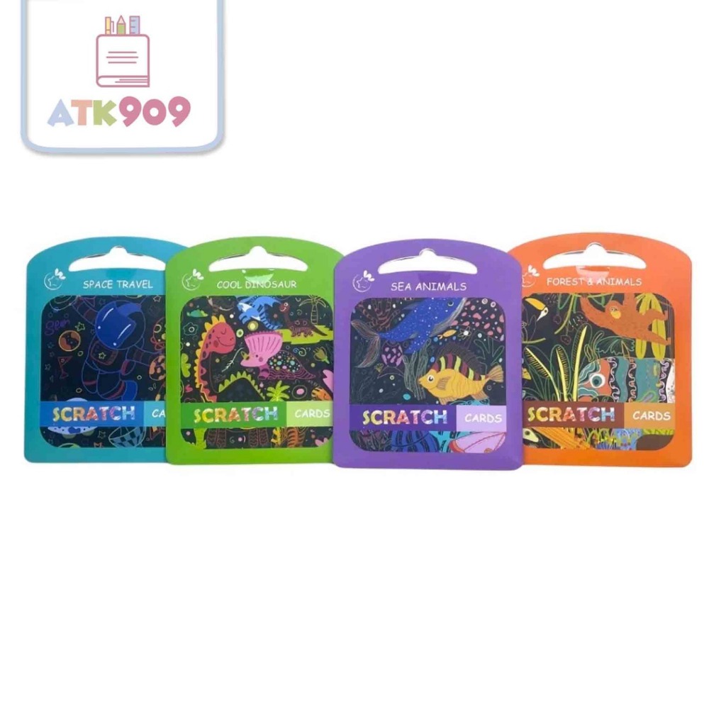 

ATK909 Scratch Cards Mainan Gosok Buku Gambar Mini Mainan DIY Scratch Paint Paper Art