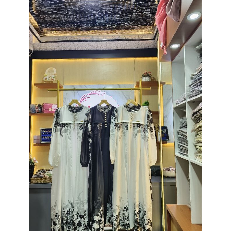 Df-c Dress button gamis lebaran gamis premium