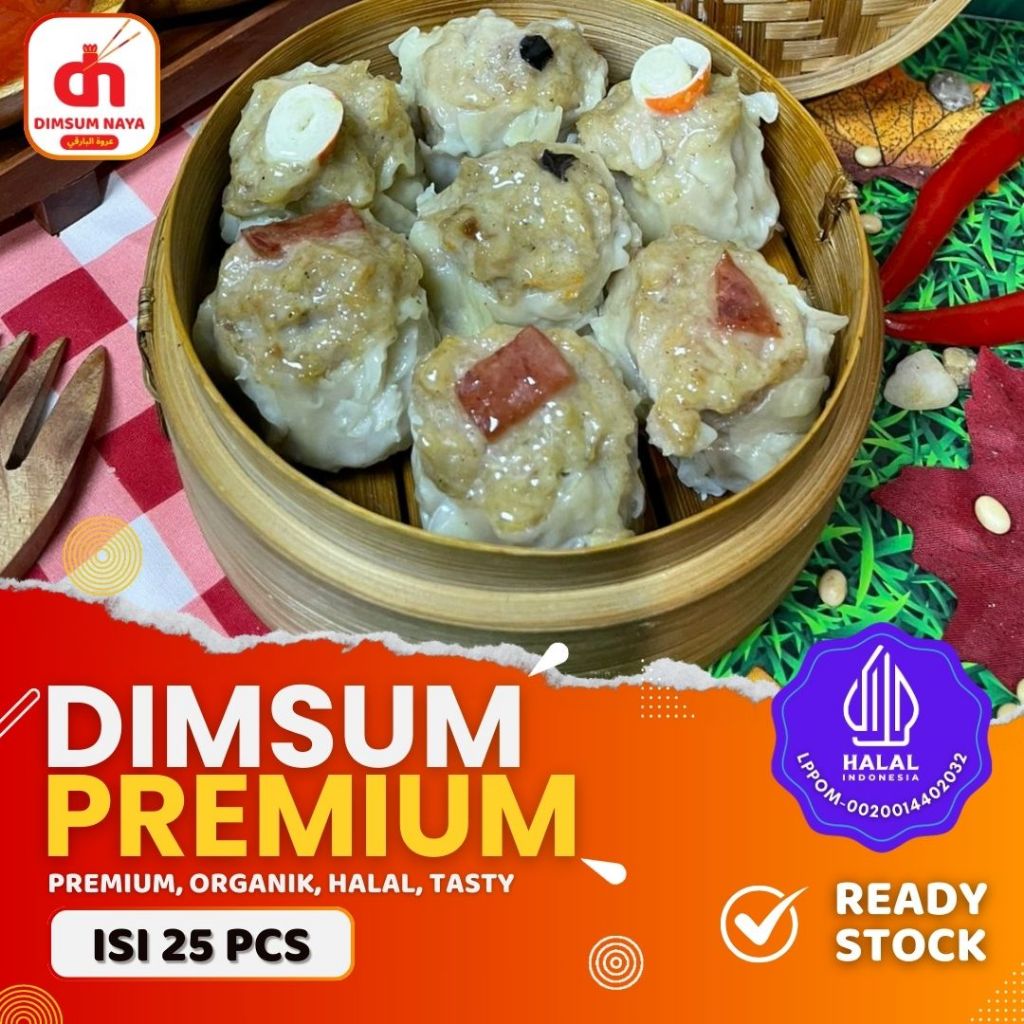 

Dimsum Ayam Premium Mix Frozen Isi 25 Pcs Free Saus Merah & Lada Hitam Halal