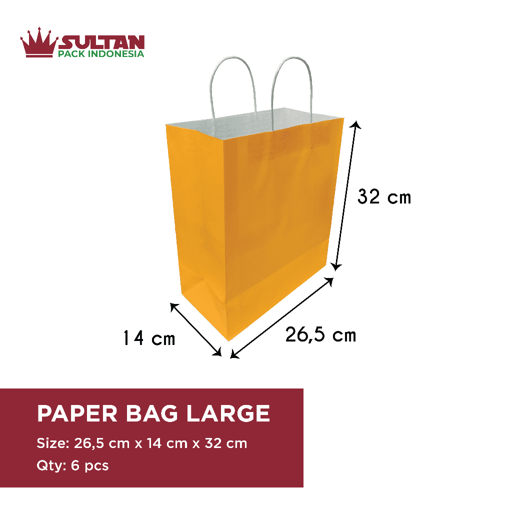 

Paper Bag White Kraft Solid Color Large Besar Warna Orange