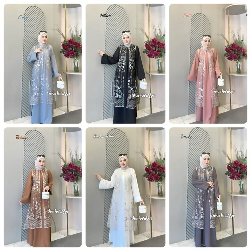 Indahcollection.ic - Gamis Aku Karissa - { ZALFA ABAYA SET OUTER } - Busui - Abaya - Sabrina Mix Bru