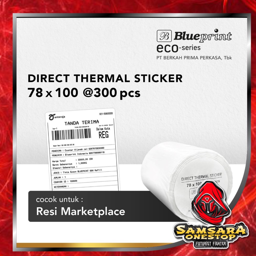 

Label Resi 78x100mm isi 300 BLUEPRINT ECO SERIES Direct Thermal Sticker Resi online Shop 78 x 100