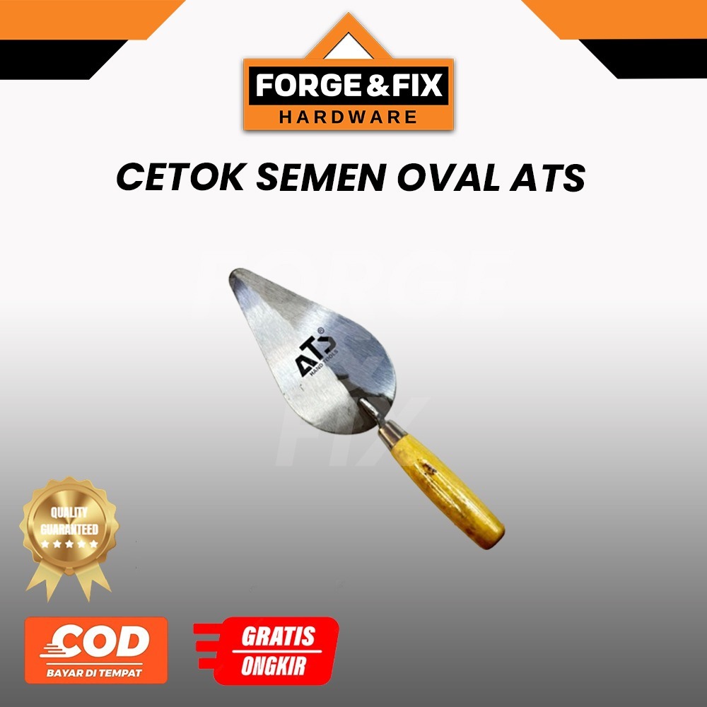 ATS Cetok Sendok Semen Gagang Kayu Oval Bricklaying Trowel 5 6 7 8 INCH