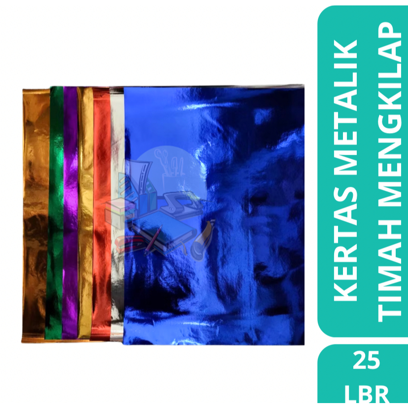 

[25 LEMBAR] Kertas Timah Manila Kilat / Kertas Manila Mengkilap Warna Metalik Ukuran 64cm x 50cm