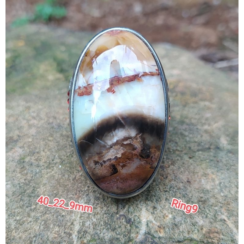 cincin batu akik pancawarna batu garut motif unik cristal tembus cahaya material ci angel original