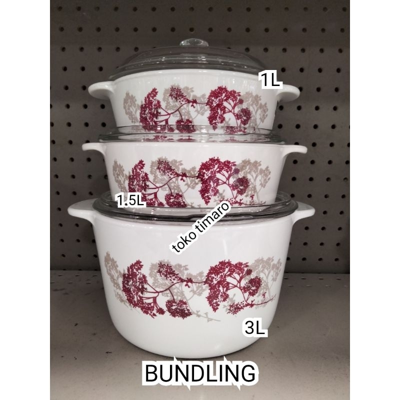 LUMINARC SECRET PANCI MASAK KACA BUNDLING 1l+1.5L+3L