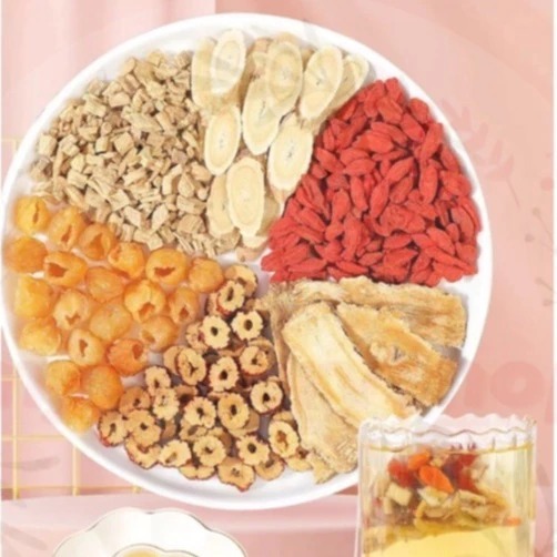 

GODDES SIX TREASURE TEA/LIU BAO CHA/ANGCO/LONGAN KERING/HUANG QI/GOJIBERRY/DANG SHEN/CHINESE ANGELICA ROOT