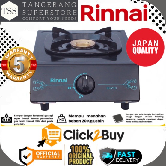 RINNAI KOMPOR RI-511C RI511C RI 511C EKONOMIS BURNER 1 TUNGKU RINNAI KOMPOR GAS RINNAI