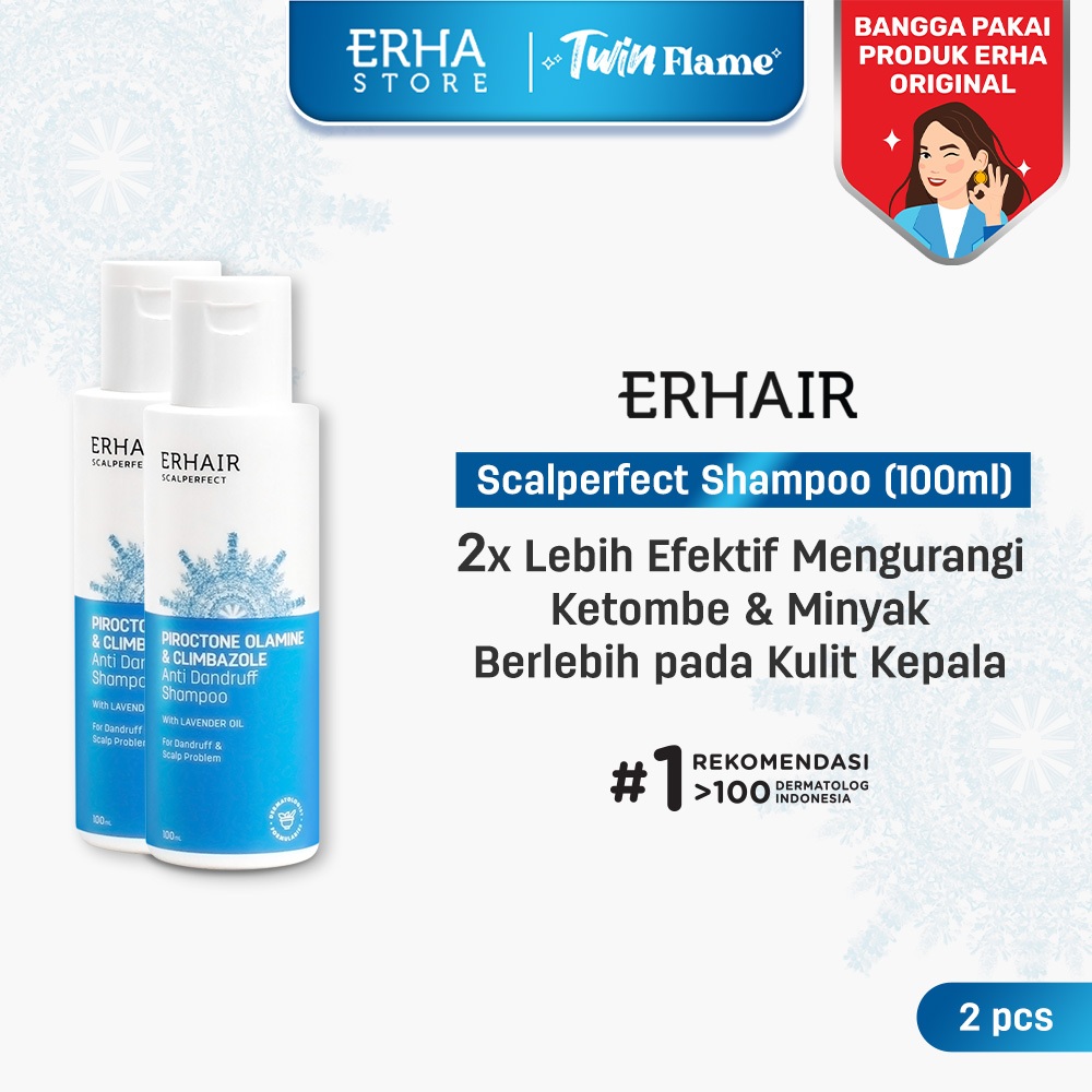ERHAIR Twin Flame Scalperfect Anti Dandruff Shampoo 100ml - Sampo Anti Ketombe & Seboroik