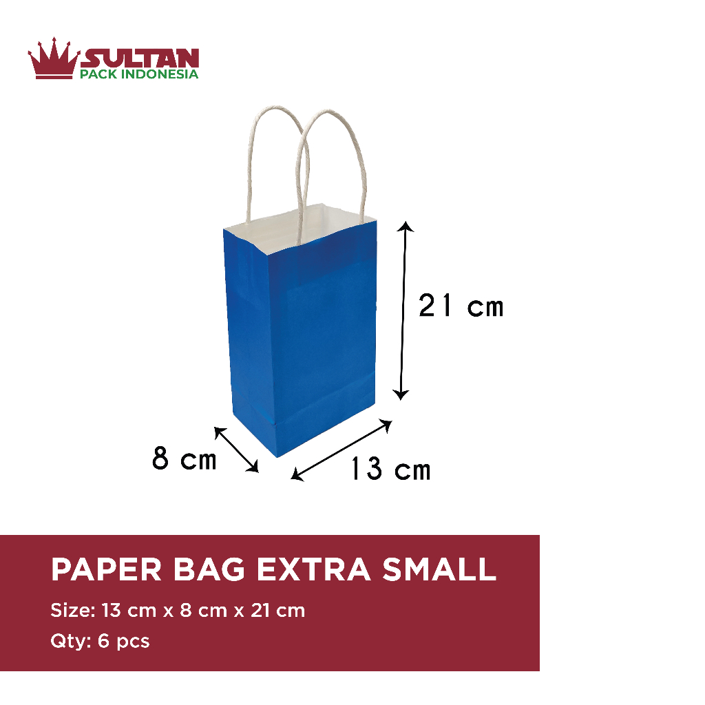 

Paper Bag White Kraft Solid Color Extra Small Kecil Warna Light Blue