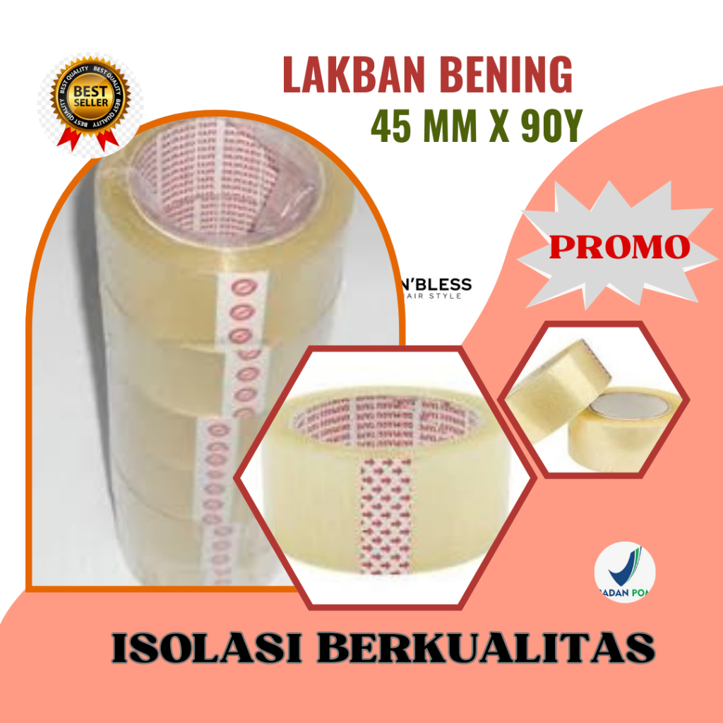 

Lakban Bening / Solasi Bening / Isolasi Bening 45MM X 90 Termurah