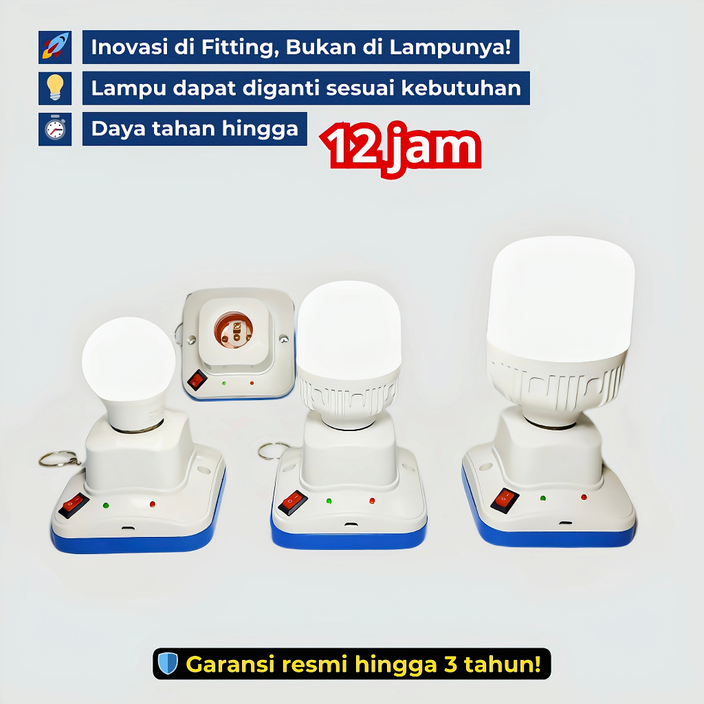 Lampu Emergency Multifungsi dengan Fitting Cas dan Sistem Pengecasan Otomatis led