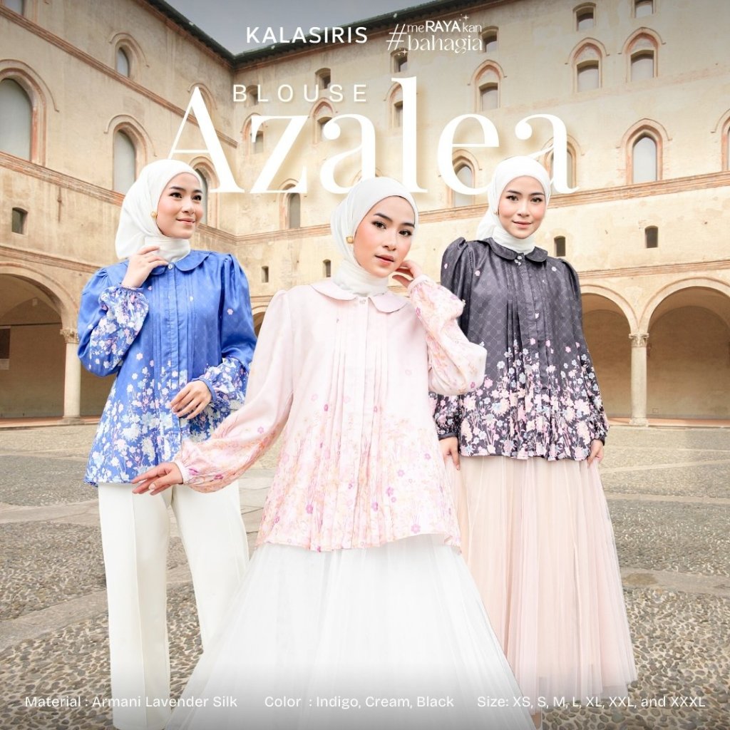 KALASIRIS Azalea Blouse Atasan Wanita Kemeja Trend Kekinian Lucu Busui Friendly Motif Premium Bahan 