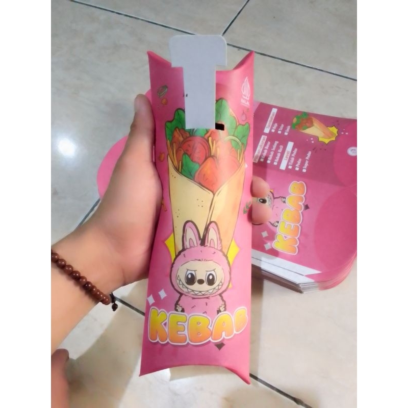 

@100pcs Kertas Kebab Labubu/Kemasan Kebab Labubu/Kotak Kebab Labubu/Kebab Labubu Tarikan T UK 9x24cm