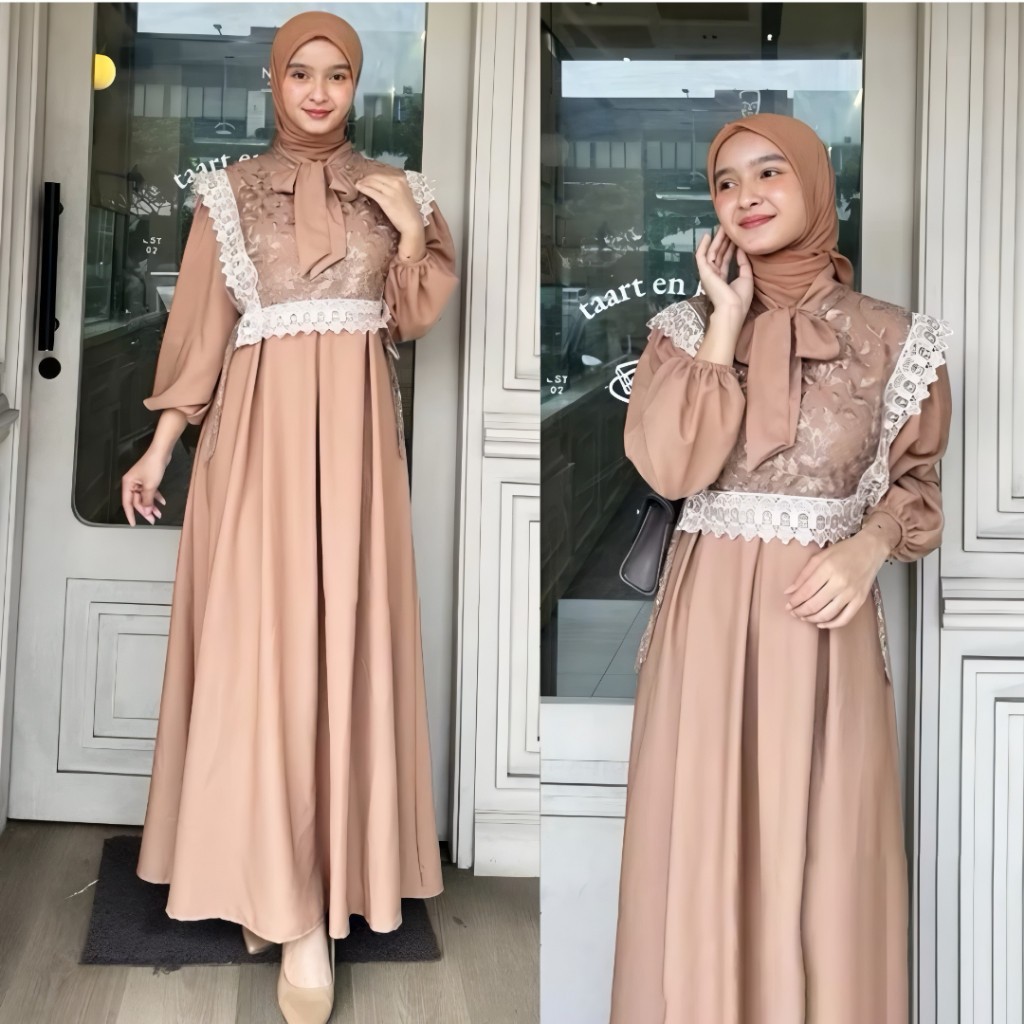 FAVORIT DRESS KONDANGAN GAMIS MUSLIMAH SYAKILA MODEL ROMPI TILLE BORDIR OUFIT KONDANGAN MEWAH