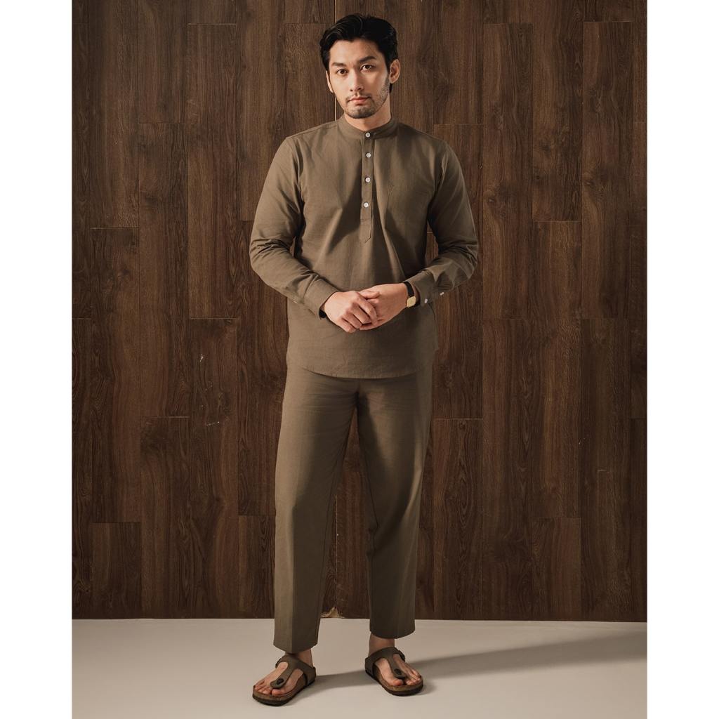 HSRM - Moaz Koko Shirt LS One Set Green Army | Kemeja Koko Ramadan