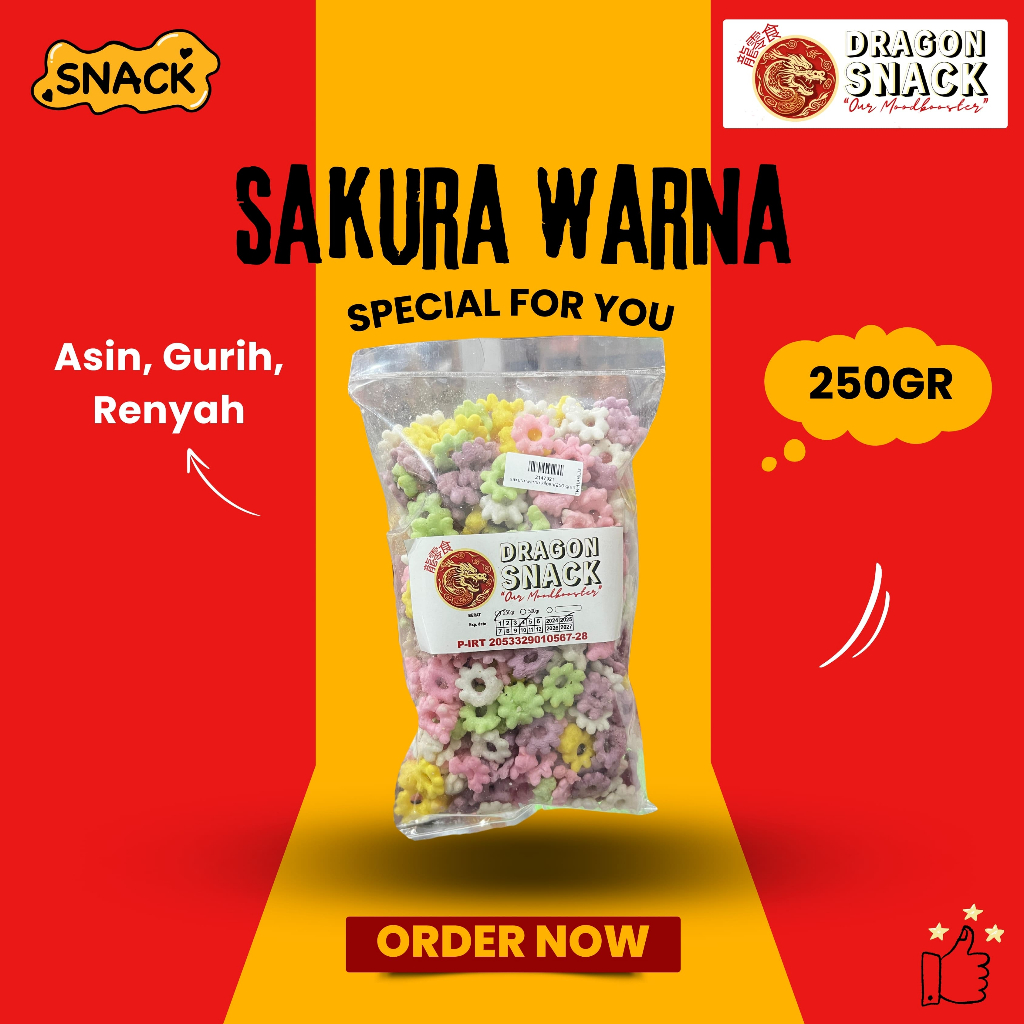

SNACK SAKURA WARNA 250GR (DRAGON SNACK)