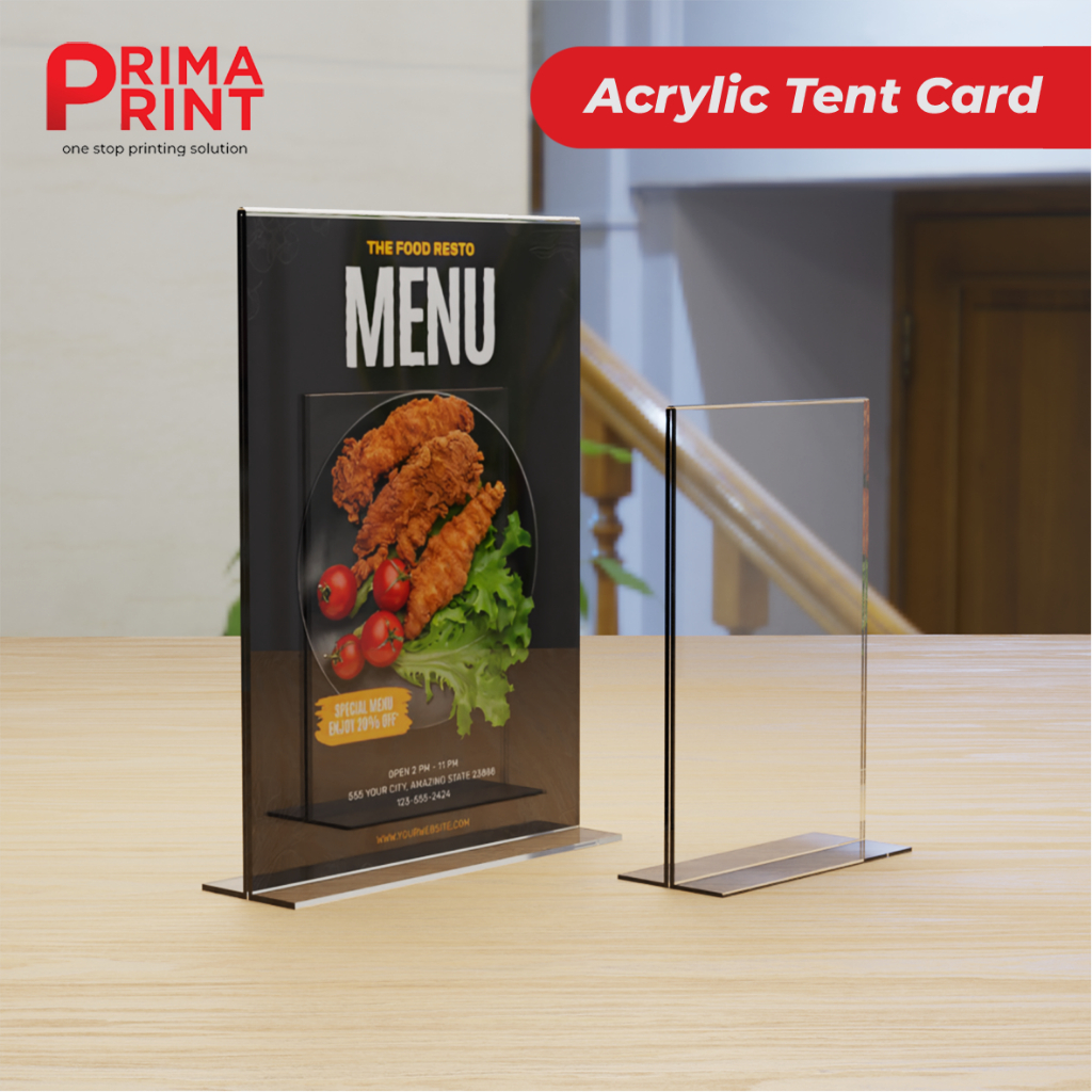 

Tent Card Akrilik Premium I Tent Card Akrilik QRis Brosur Flyer Tebal 1,5MM