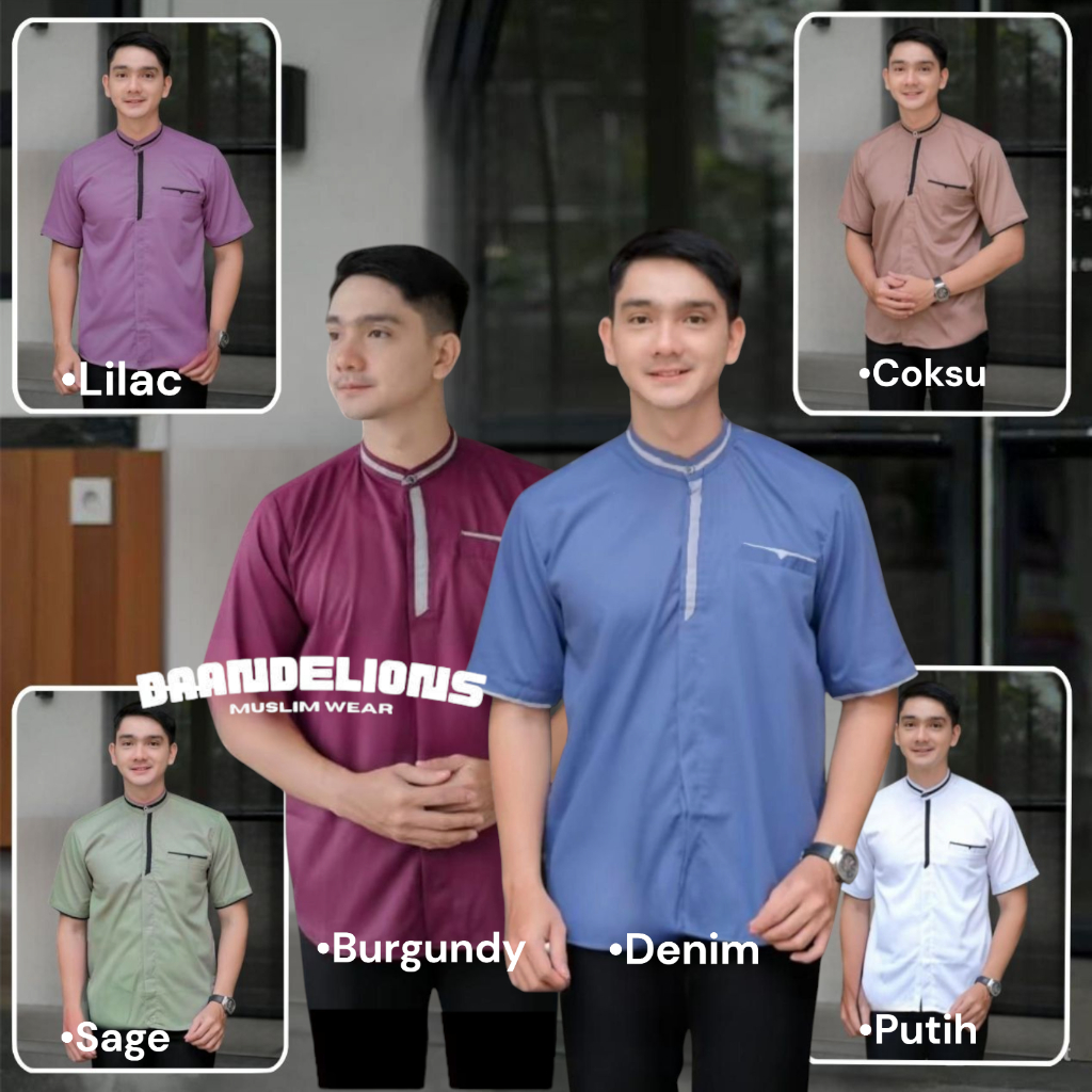 BAJU KOKO BIMA PRIA LENGAN PENDEK SANGHAI DENIM BURGUNDY M L XL XXL