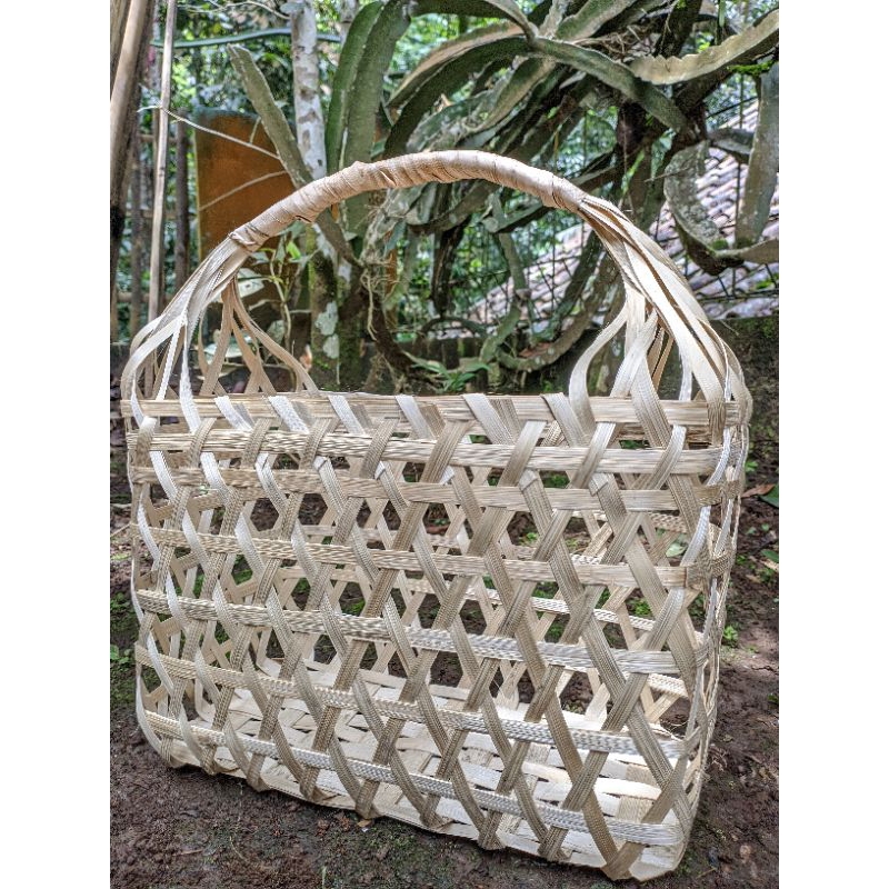 tas hampers anyaman bambu ukuran jumbo/tas keranjang anyaman bambu ukuran jumbo