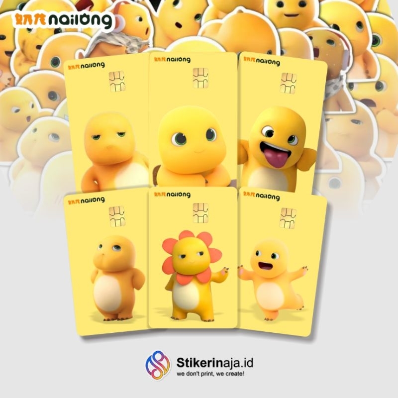 

Sticker pelindung kartu skin card ATM sim KTP E-MONEY stiker Motif Nailong dino kuning