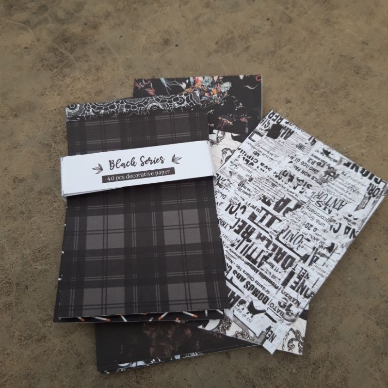 

[40 PCS] Black Series Decorative Paper-Kertas Journaling-Texture Deco Paper-Vintage Journal Paper-Paper Planner