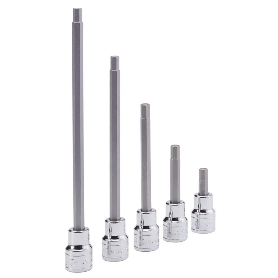 Genius Tools 3/8" Dr. Hex Bit Socket 4mm Kunci Shock L 4mm