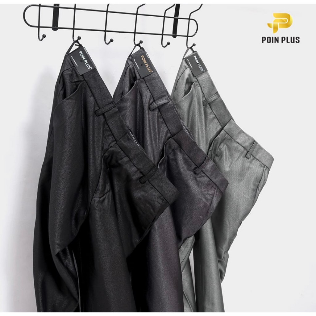 celana bahan impor mengkilat poin plus | celana bahan pria mengkilat impor poin plus original