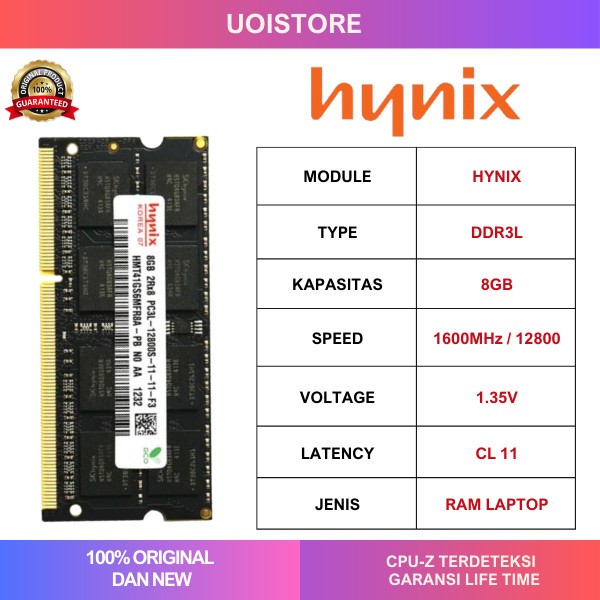 RAM HYNIX 8GB DDR3L 1600MHz 12800 ORIGINAL / RAM LAPTOP DDR3 SODIM