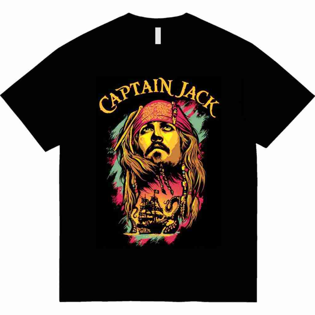 t-shirt premium dewasa unisex kaos JACK SPARROW PIRATES OF CARRIBIAN tebal 24s