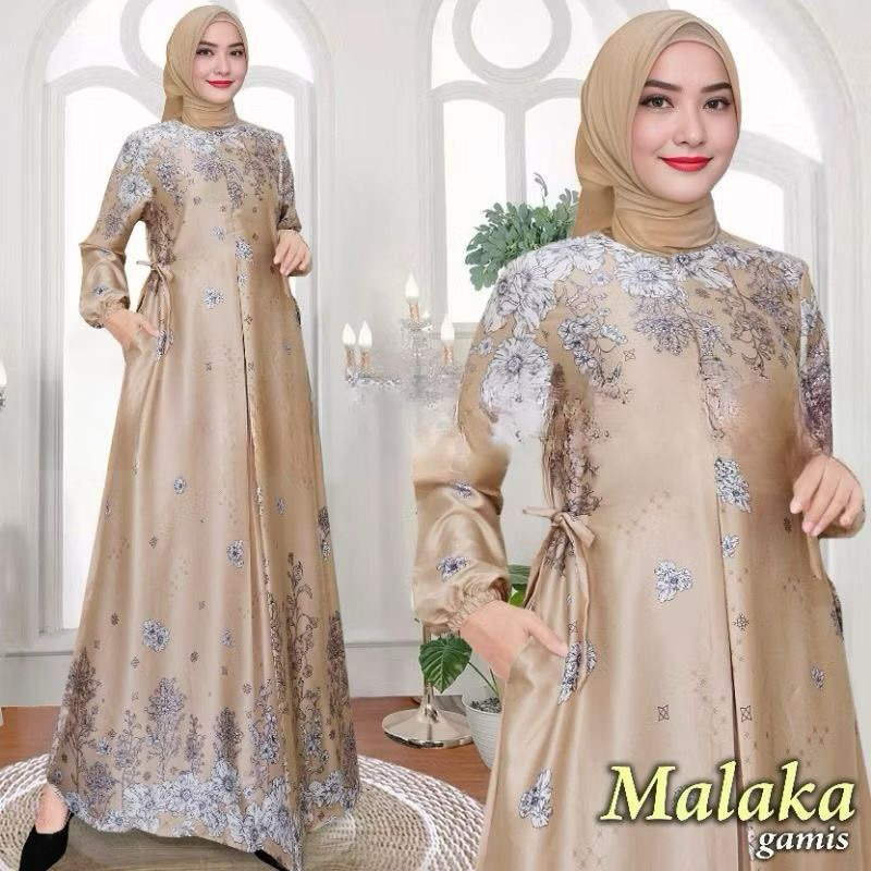 Gamis MALAKA motif terbaru bahan silk premium