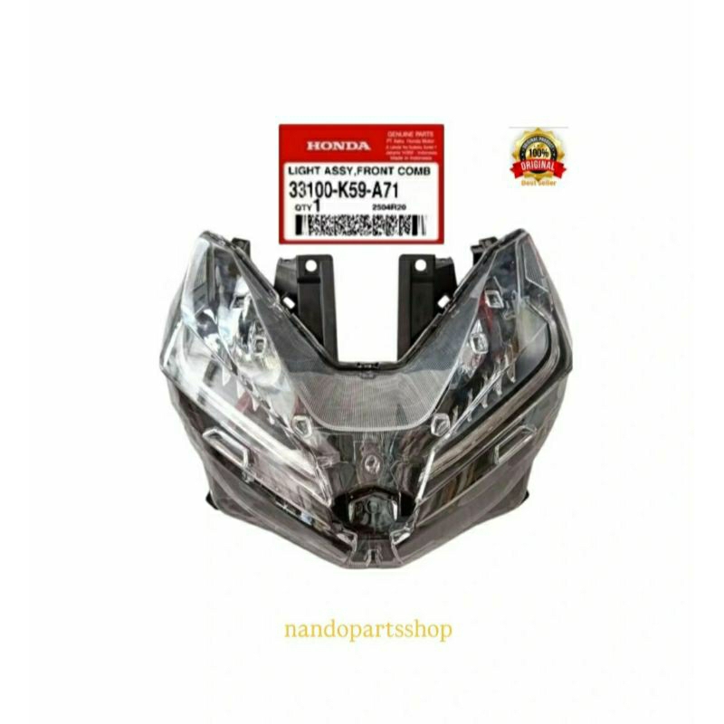 Reflektor Headlamp Assy Lampu Depan Honda Vario Led 125/150 New Gen 1 Original AHM (33100K59A71)