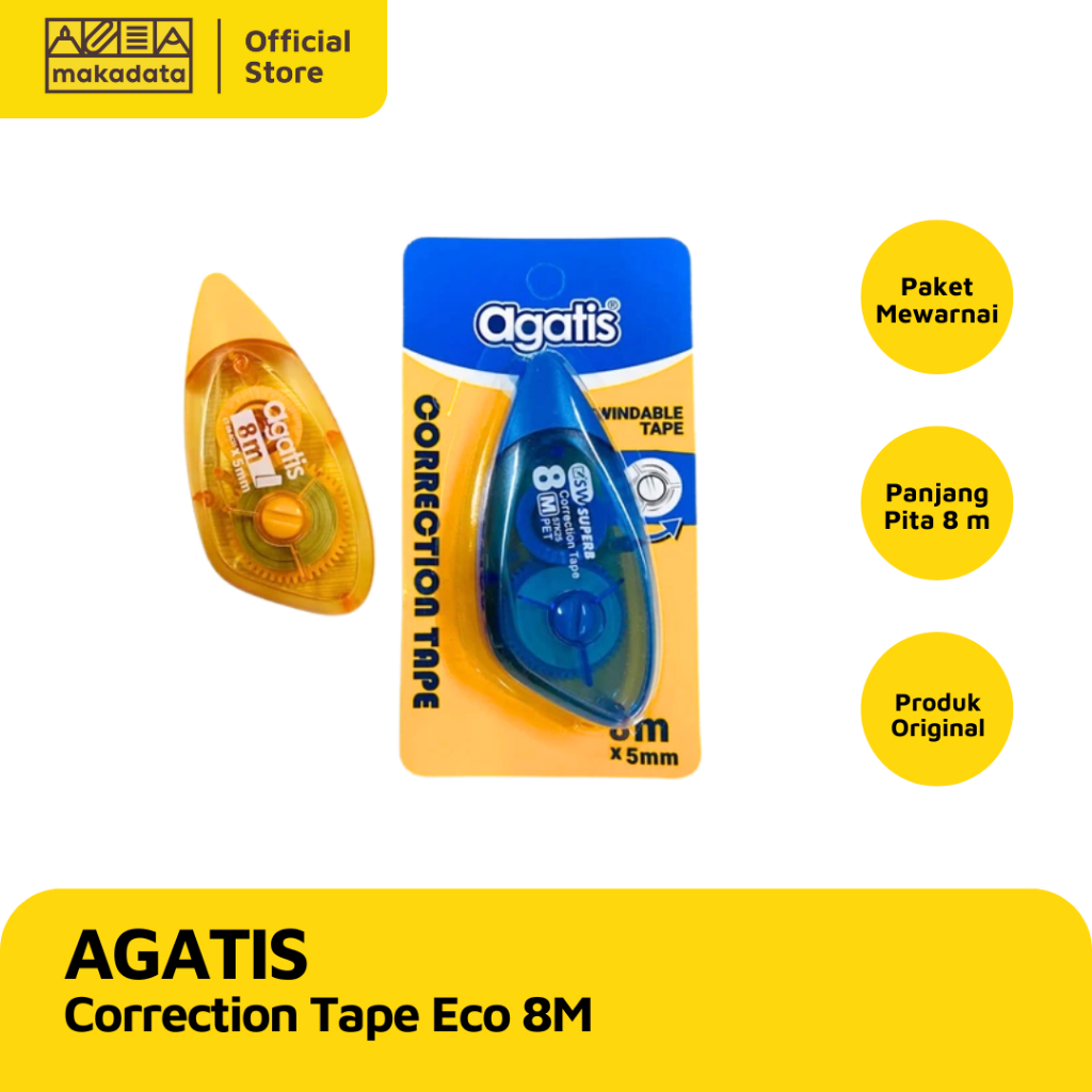 

AGATIS STIPO KERTAS / TIP-EX / CORRECTION TAPE ECO 8M CT-08-BC01 MURAH