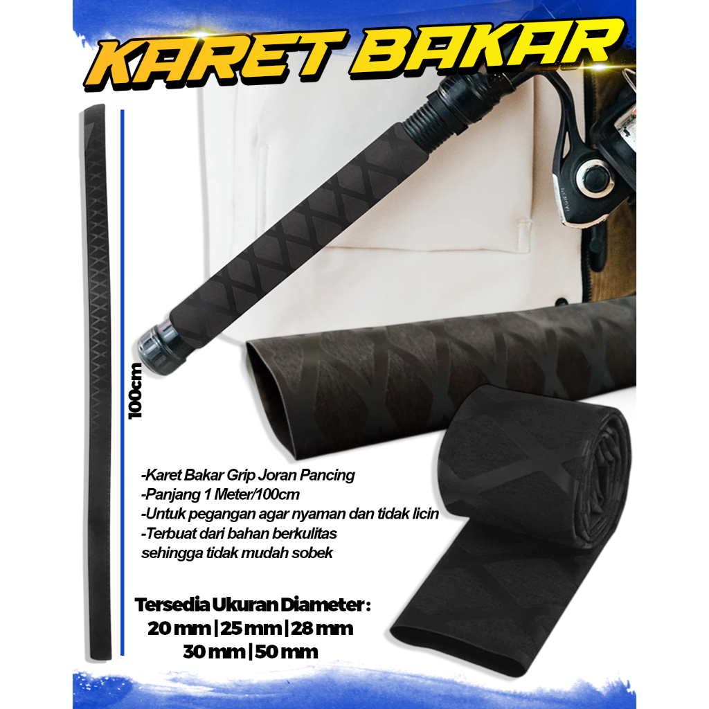 Grip Karet Bakar Pelindung Joran Tegek 1 Meter Motif X