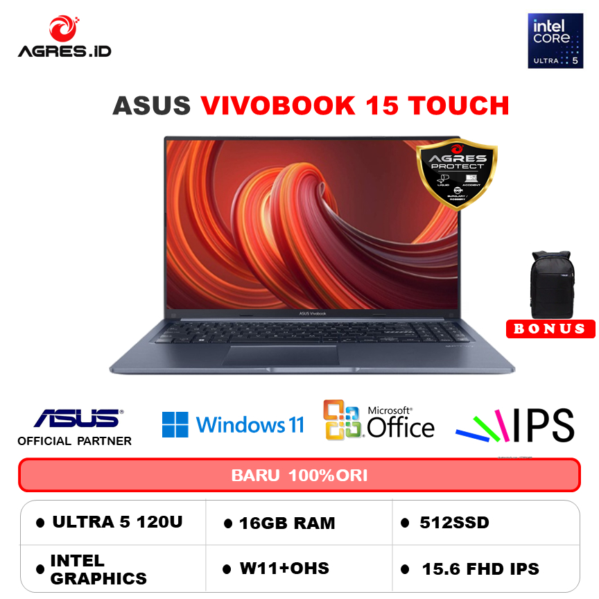 ASUS VIVOBOOK 15 TOUCH A1504VAP CORE 5 120U 16GB 512GB W11+OHS 15.6FHD VIPS BLU -VIPS5504M