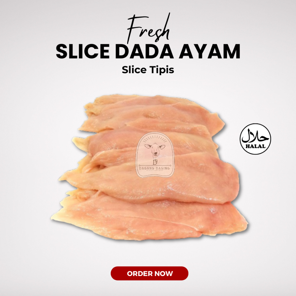 

Slice Dada Ayam Iris Tipis Fresh Halal 500gr
