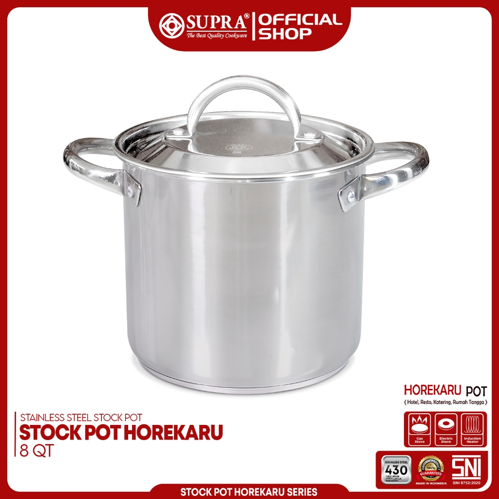 SUPRA PANCI Stainless Steel 8 Qt Stock Pot Horekaru