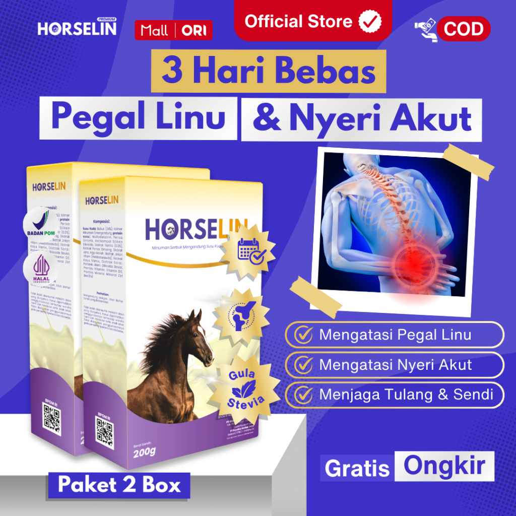 

2 BOX SUSU KUDA Pegal Linu Rematik Kebas Nyeri Tulang Otot dan Saraf | Susu Rendah Gula Rendah Lemak