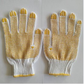 Sarung Tangan Kerja/Proyek Putih Bintik Kuning Grosir Murah Sarung tangan Kain benang sarung tangan