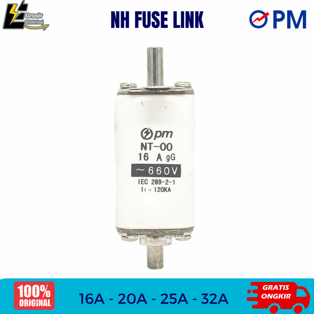 NH Fuse Link Size 00 16A, 20A, 25A, 32A PM