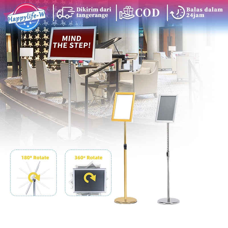 

Standing Sign Frame A4 Stainless Steel Standing Welcome Sign Board 70-120cm Standing Display Floor Stand