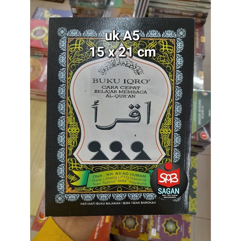 Buku Iqro Cara Cepat Belajar Membaca Al Quran warna Hitam Kertas Buram UK A5