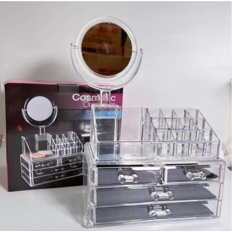 MINISO BALI | Kotak Make Up Acrylic + 4 Laci Rak Kosmetik Organizer Rak Serbaguna Storage Box Cosmet