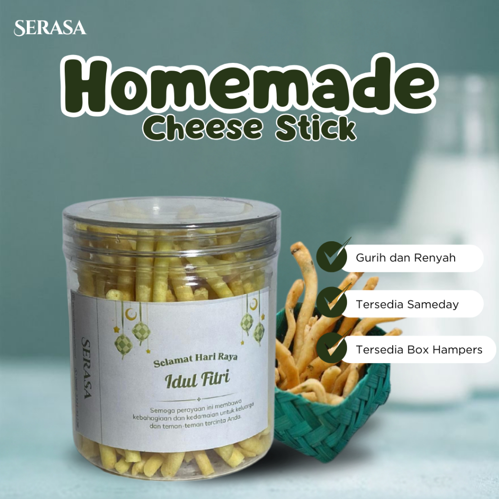 

Cheese Stick Renyah Keju premium renyah dan gurih - By Serasa| Stik Keju | Kue Lebaran | Hampers