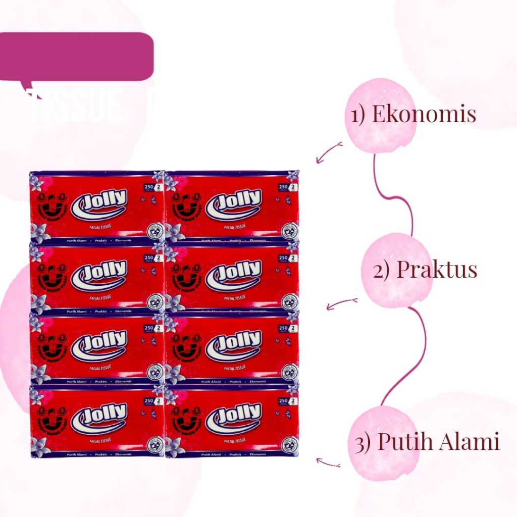 Ay00 Tissue Facial Jolly 250Sheets 1 Dus Isi 48 Pack / Tisu Jolly 250 1 Dus / Tisu Wajah