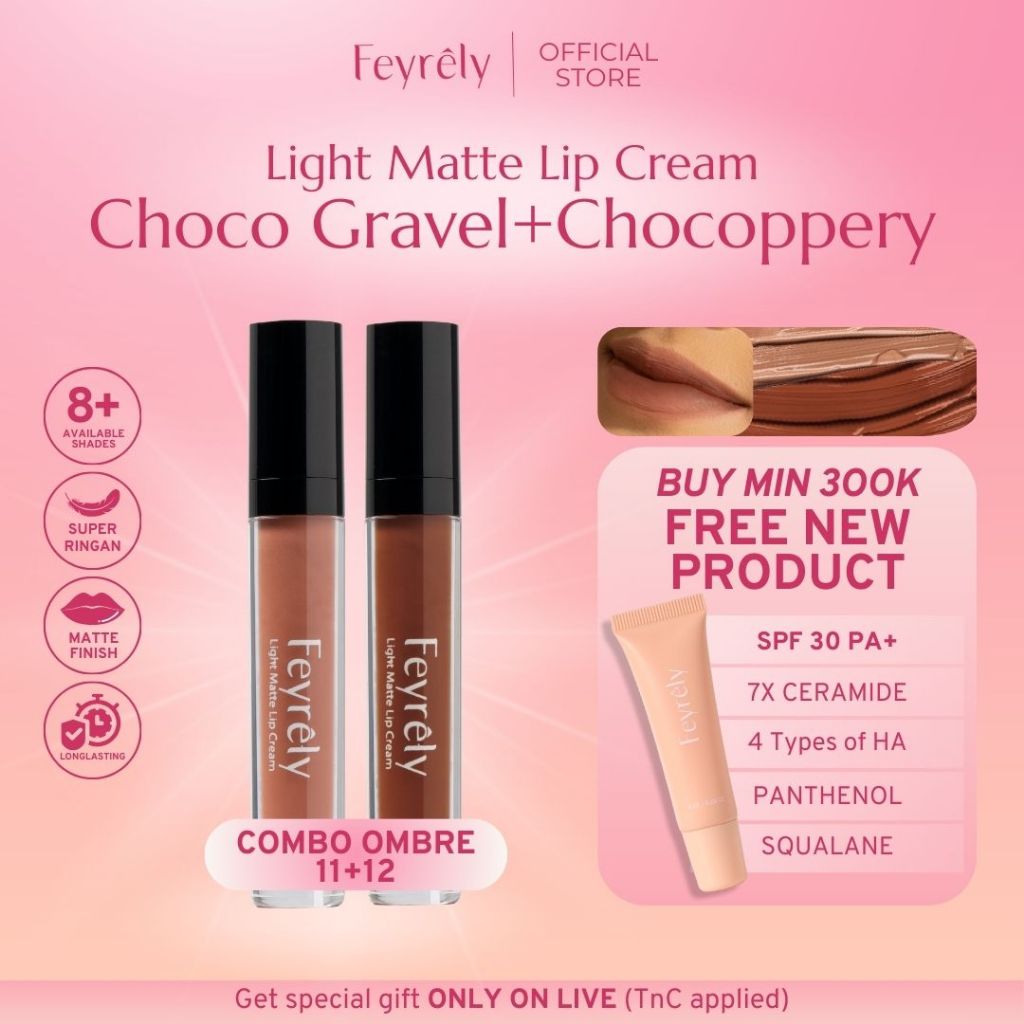FEYRELY LIMITED EDITION 2-in-1 Lip Cream Set Ombre 11 Choco Gravel + 12 Chocoppery